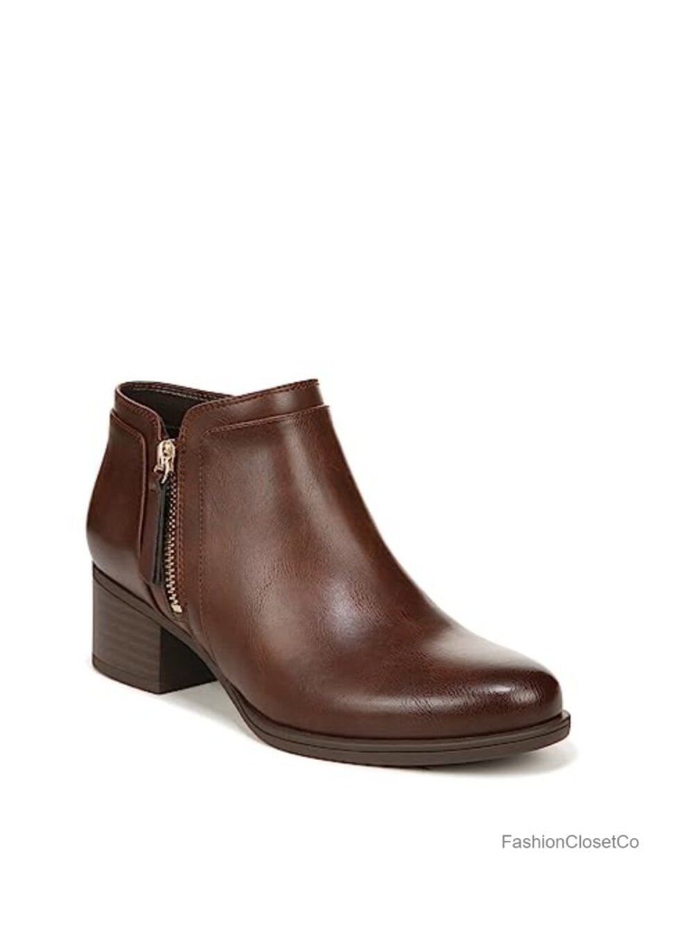 Women's Ankle Boots with Block Heel, Side Zip & Elastic Panel, Contour+ Comfort